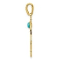 thumbnail image 2 of Auriga Fine Jewelry 14K Yellow Gold Turquoise Filigree Chamseh Pendant for Women (L- 35 mm, W- 15 mm), 2 of 5