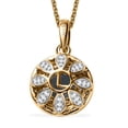 thumbnail image 5 of Luxoro AAA Blue Aquamarine Champagne Diamond Round 14K Yellow Gold Halo Pendant Necklace for Women Jewelry Gifts Size 20" Ct 1.3 I3 Clarity, 5 of 7