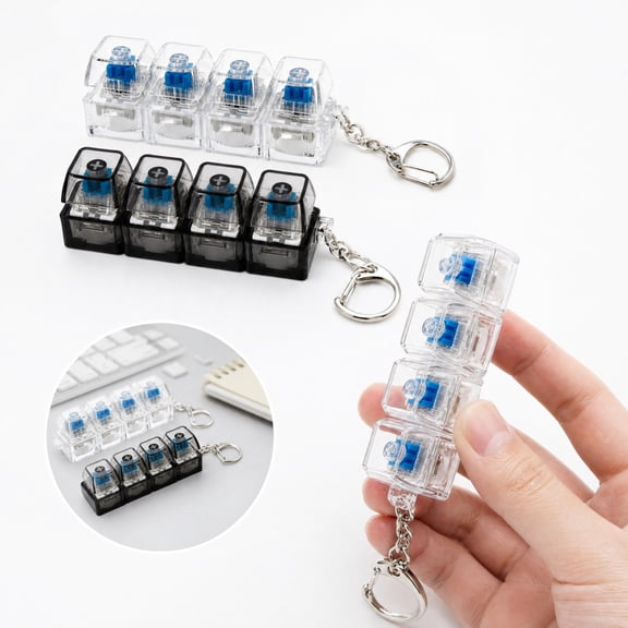 2 Pack Mini Keyboard Squeeze Clicky Keychain Clicker Squeeze Toys, Sensory Relaxation Toys for Adults Kids Office Desk Use