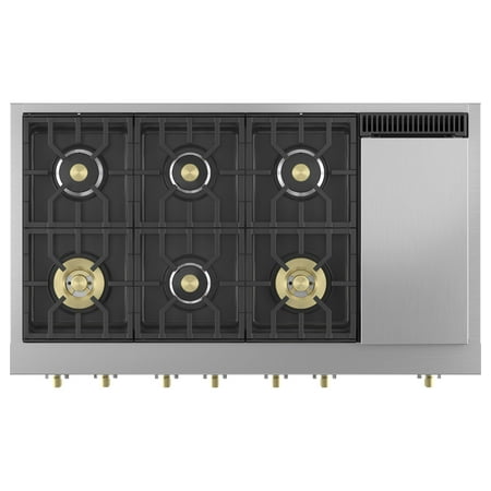 Monogram - 48" Built-In Gas Cooktop with 6 Burners - Stainless steel