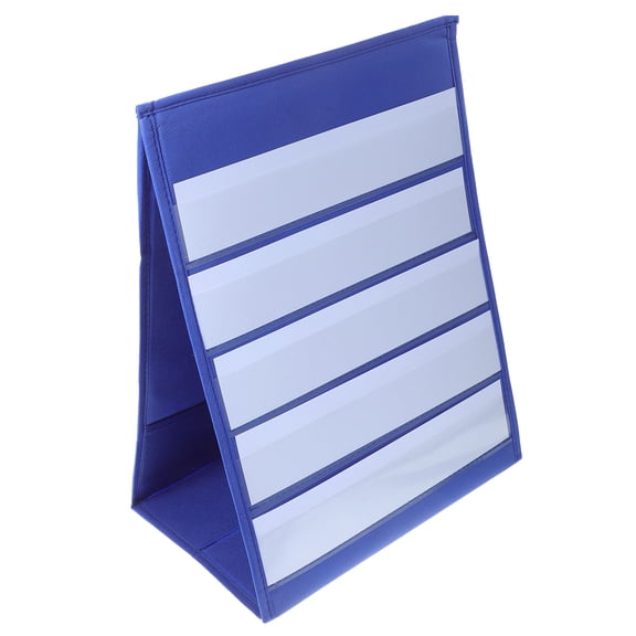 KONTONTY 20Pcs Desktop Pocket Chart Self Standing Tabletop Holder with White Cards Practical Display