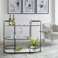 thumbnail image 4 of Uttermost Trolley Bar Tempered Glass and Marble Console in White/Satin Black, 4 of 7