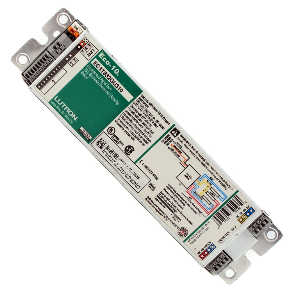 Lutron EC3T832GU310 Fluorescent Dimming Ballast, 3Lamp, F32T8, 32W T8