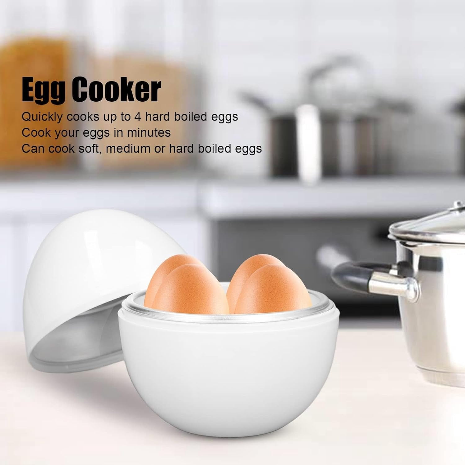 Microwave Egg Cooker, 4 Cavities Egg Cooker for Microwave Egg Boiler with Lid for Hard Boiled Eggs Microwavable Egg Poacher Cooking Kitchen Tools