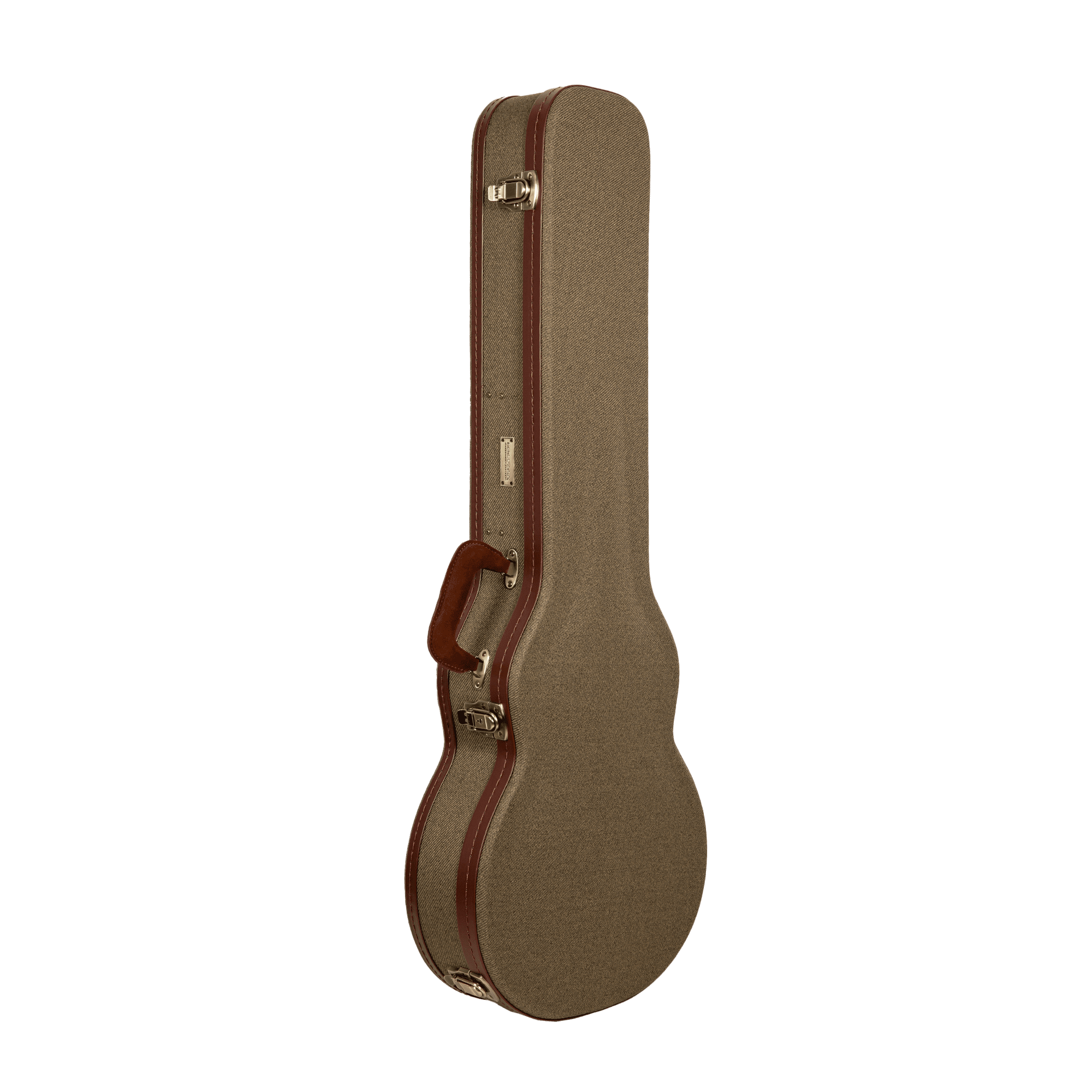 Crossrock Master Series - Wooden Les Paul Electric Guitar Case - Security Lock, Genuine Leather Handle, Reinforced Hardware, Metal Feet, Storage Space- Olive Green Tweed