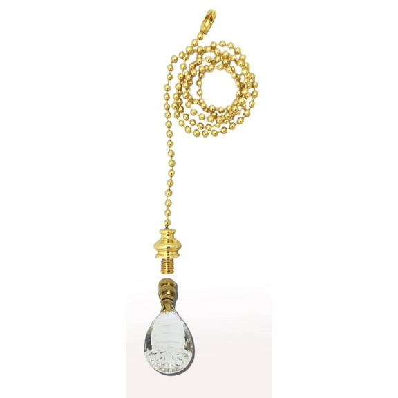 Royal Designs Fan Pull Chain with Balloon Drop Crystal Finial ? Polished Brass