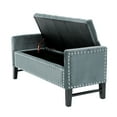 thumbnail image 4 of Inspired Home Megalan Velvet Storage Bench Button Tufted Silver Nailhead Trim Modern, Slate Blue, 4 of 8