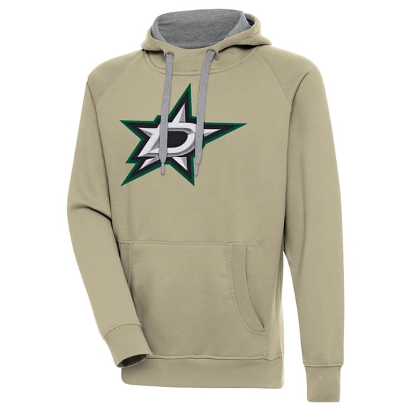 Men's Antigua Khaki Dallas Stars Victory Pullover Hoodie