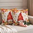 thumbnail image 2 of Red Gnomes Fall Outdoor Waterproof Pillow Covers, Thanksgiving Pumpkin Maple Eucalyptus Beige Decorative Square Throw Pillowcase Sofa Cushion Sham for Patio/Couch/Chair, 24"x24" 2 Pack, 2 of 8