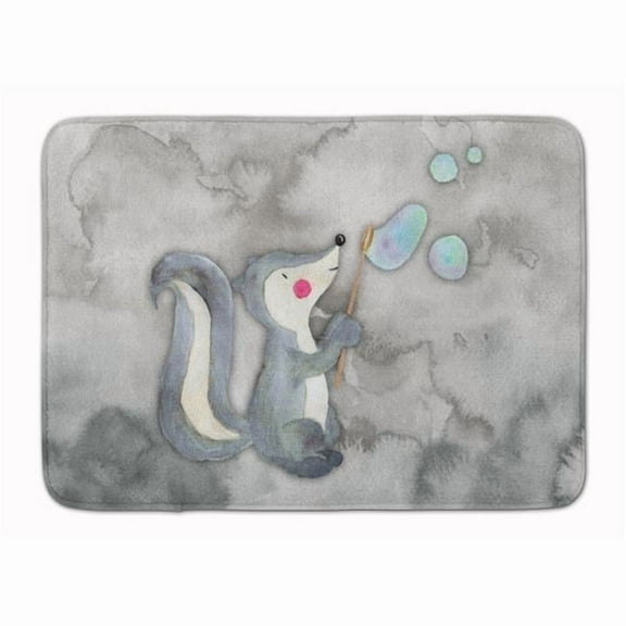 Skunk and Bubbles Watercolor Machine Washable Memory Foam Mat