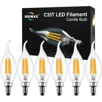 BRIMAX E12 Candelabra Base LED Bulbs, 6W (60W Equivalent) Dimmable Chandelier Light Bulbs, Flame Tip C35T Candle Bulbs, 2700K Soft White, 6-Pack