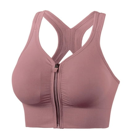 

Deepwonder Women s Zip Front Sports Bra Wireless Post-Surgery Bra Active Yoga Sports Bras