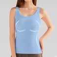 thumbnail image 4 of Ribbed Tank Tops for Women Built in Bra High Neck Racerback Shelf Bra Summer Camisole Yoga Shirts Sleeveless Undershirt Sky Blue Size M, 4 of 7