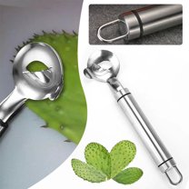 Stainless Steel Cactus Peeler Spoon - Multi-Function Nopales Peeler Tool with Long Handle & Hole, Professional Kitchen Gadget for Peeling, Cutting & Preparing Cactus Pads, Kitchen Gadgets Gifts