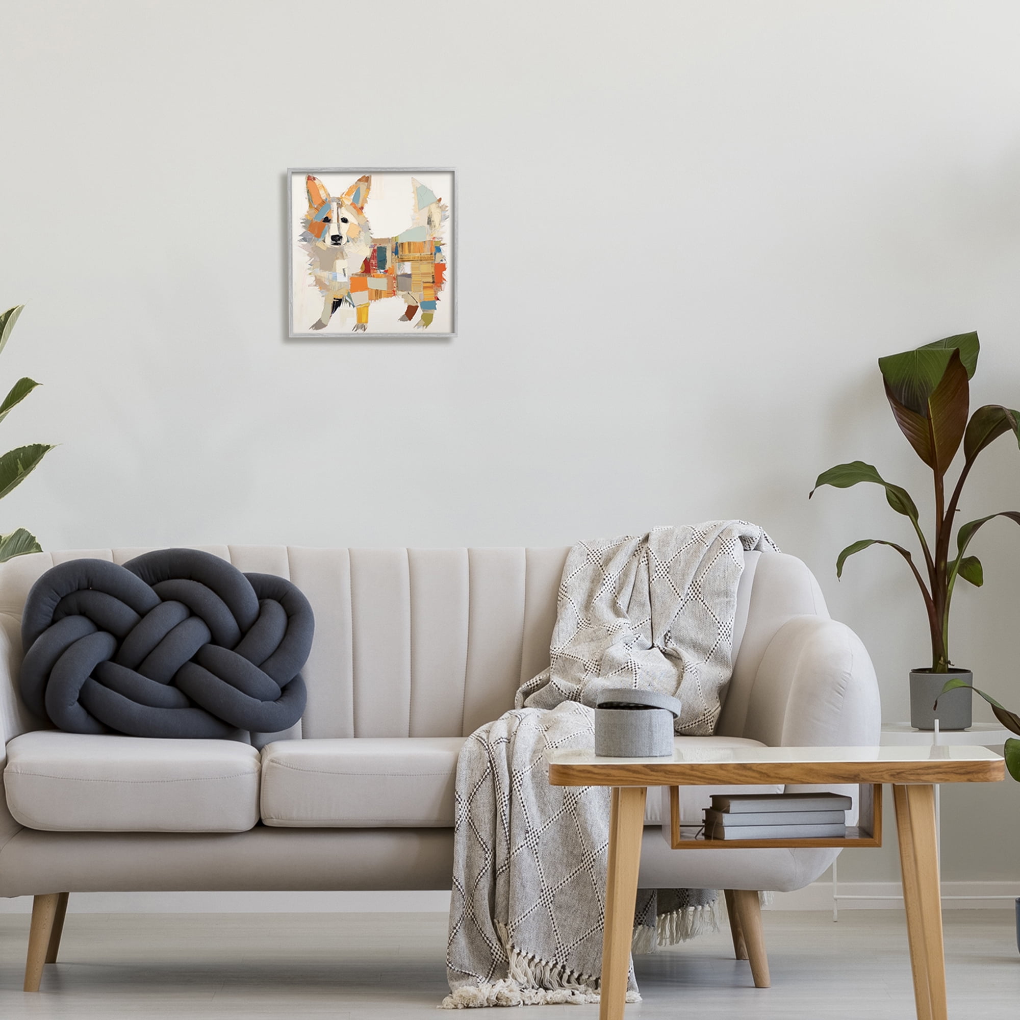 Stupell Industries Muted Dog Collage Animals & Insects Painting Gray Framed Art Print Wall Art, 12 x 12
