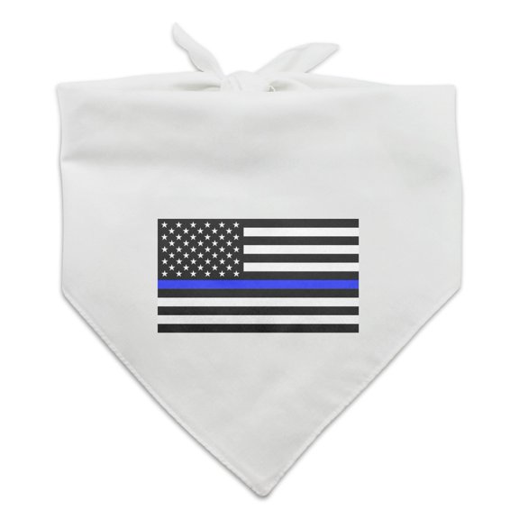 Thin Blue Line American Flag Dog Pet Bandana - White