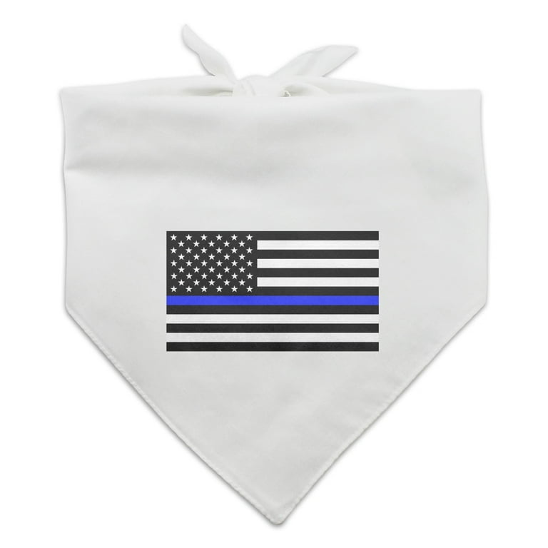 Thin Blue Line American Flag Dog Pet Bandana White