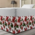 thumbnail image 1 of Ladybugs Bed Skirt, Exotic Flowers Hibiscus Hawaiian Foliage Illustration Botany Spring Blossom, Elastic Bedskirt Dust Ruffle Wrap Around for Bedding Decor, 4 Sizes, Red Coral Green, by Ambesonne, 1 of 2