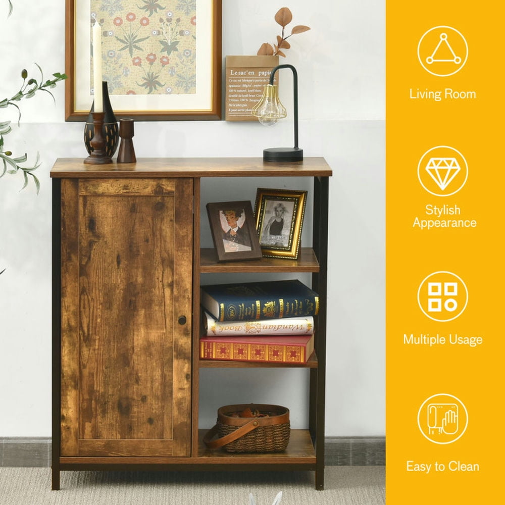 Finihen Kitchen Storage Cabinet, Buffet Sideboard, Multipurpose Freestanding Storage Cabinet with 3 Open Shelves and Doors, for Dining Room, Kitchen, Living Room, Rustic Brown Finihen Kitchen Storage Cabinet, Buffet Sideboard, Multipurpose Freestanding Storage Cabinet with 3 Open Shelves and Doors, for Dining Room, Kitchen, Living Room, Rustic Brown