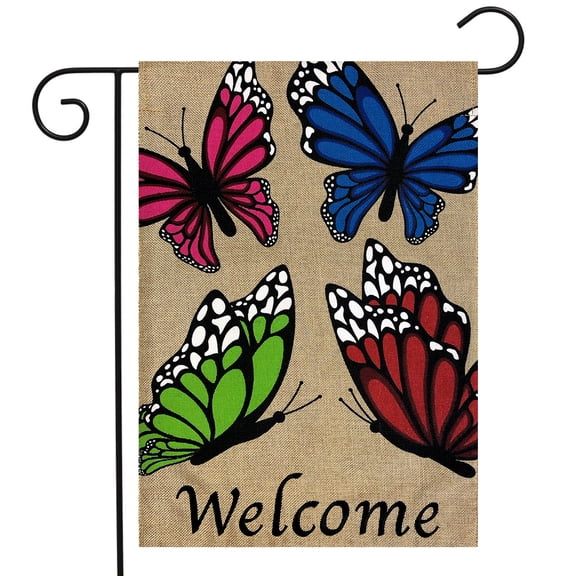 Briarwood Lane Butterfly Welcome Spring Burlap Garden Flag