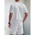 thumbnail image 6 of Men'S 2 Piece Outfits Short Sleeve Casual Shirt and Shorts Sets Light Gray XXL, 6 of 7