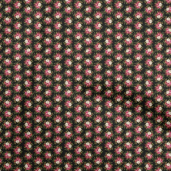 oneOone Polyester Lycra Black Fabric Florals Fabric For Sewing Printed Craft Fabric By The Yard 56 Inch Wide