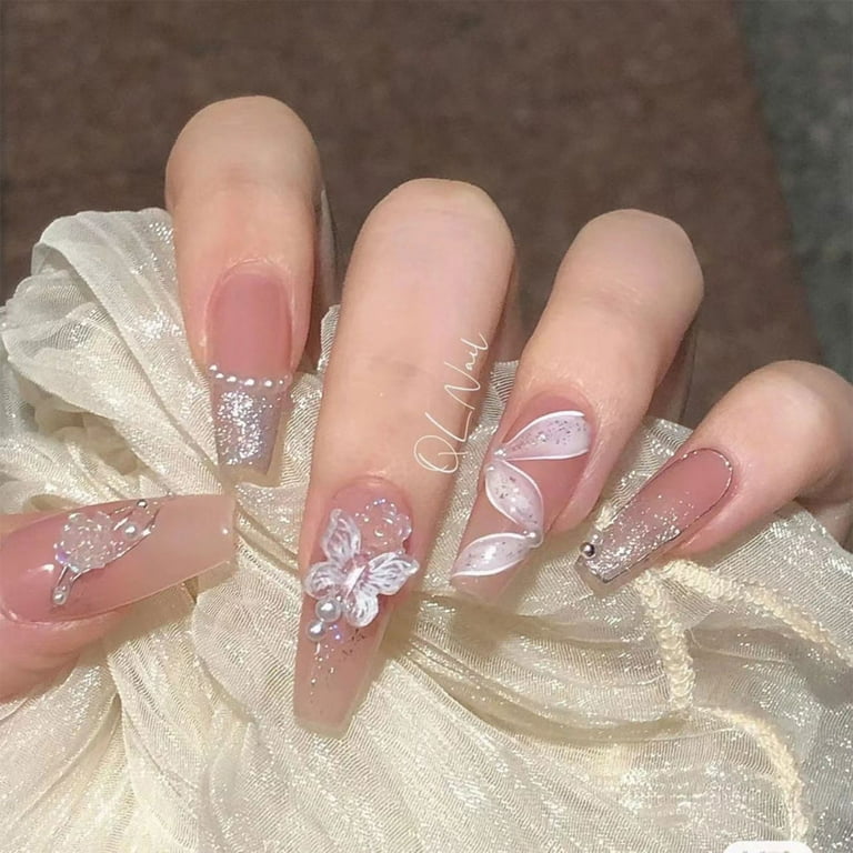 24Pcs Full Cover Fake Nails Ultrathin And Breathable Fake Nails for Manicure Lovers and Beauty Bloggers Jelly Glue Model