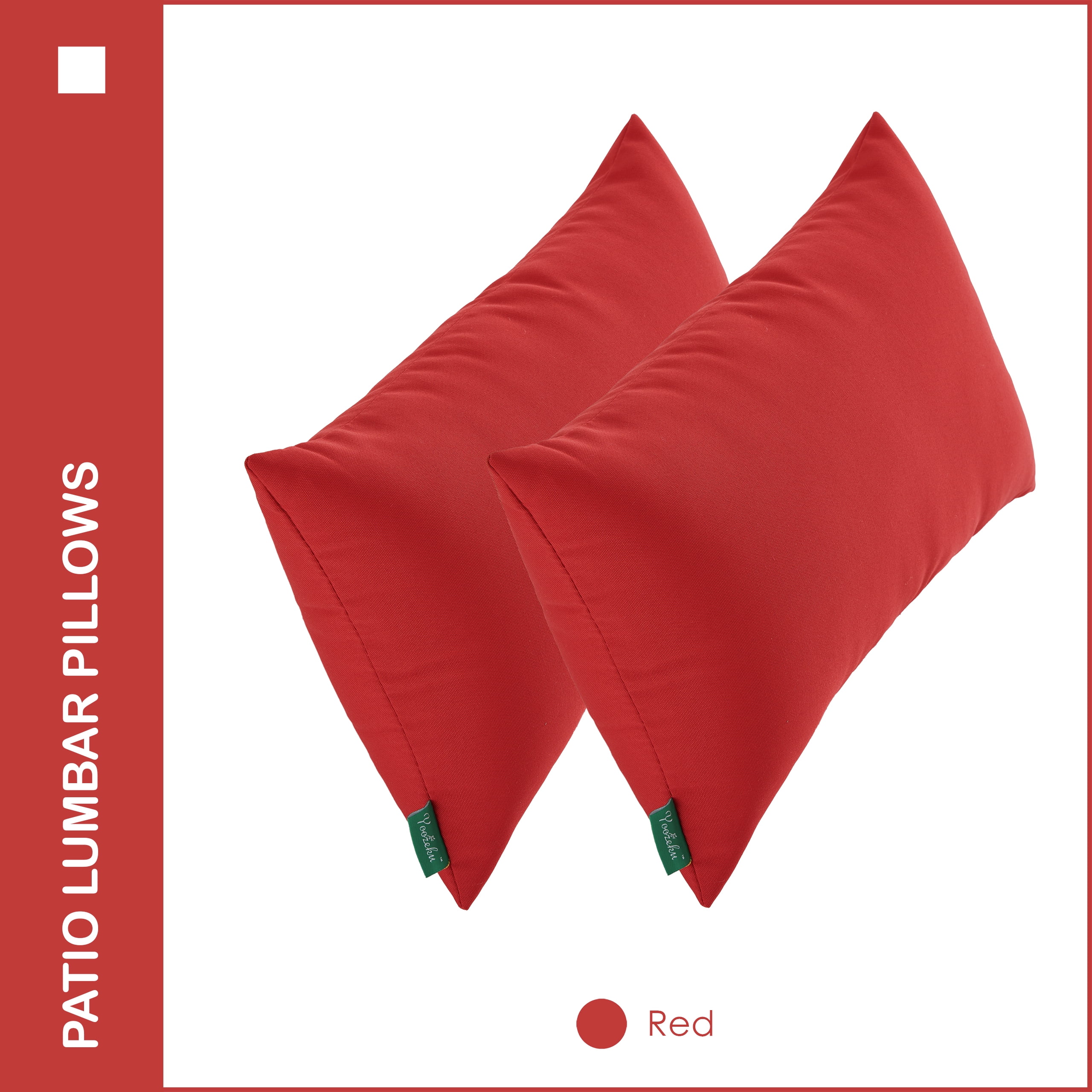 YOOZEKU Indoor Outdoor Lumbar Pillows,Waterproof Outdoor Pillows Set of 2 for Patio Furniture,12x20 Inch,Red