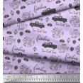 thumbnail image 2 of Soimoi Purple Poly Georgette Fabric Cartruck & Farmhouse Text Fabric Prints By Yard 52 Inch Wide, 2 of 5