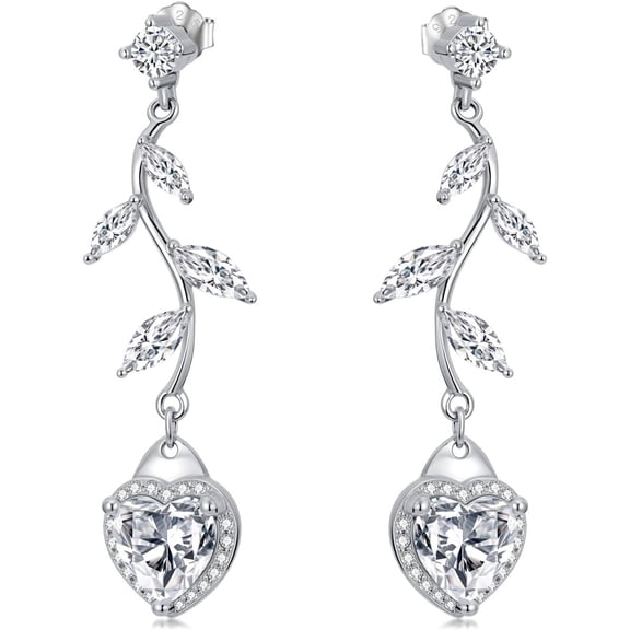 SISGEM Heart Earrings for Women Sterling Silver Dangle Heart Earrings Gift for Women