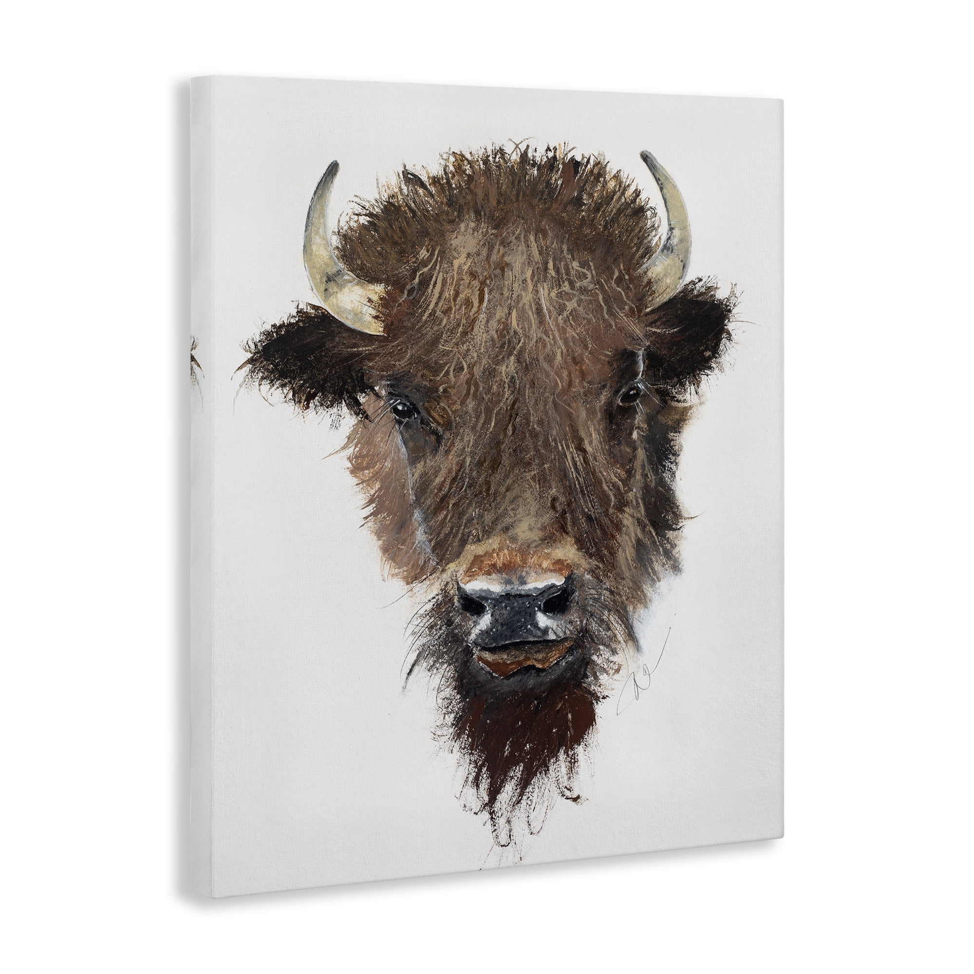 Stupell Industries Western Bison Visage Animals Painting Wrapped Canvas Art Print Wall Art, 24 x 30