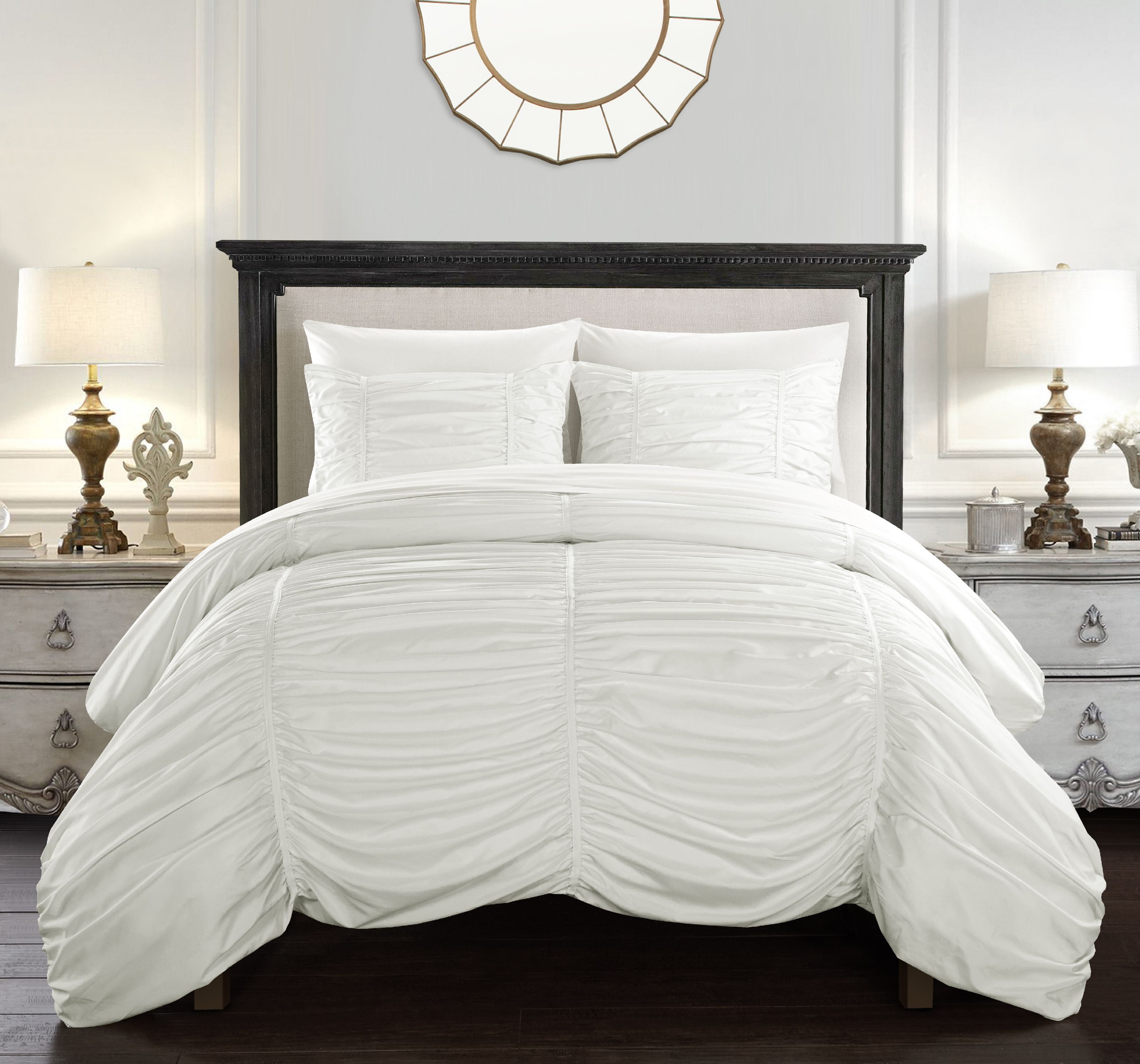 Chezmoi Collection Chic Ruched Ruffle Pleated Textured Comforter Bedding Set 