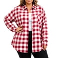 thumbnail image 4 of ClodeEU Women's Plus Size Plaid Button Down Shirt,Long Sleeve Collared Casual Oversized Shacket ,Women's L-XXXXXL, 4 of 5