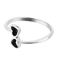 thumbnail image 3 of Charming Entwined Twin Hearts Black Onyx Sterling Silver Band Ring for Female Anniversary Size-7, 3 of 5