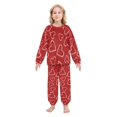 thumbnail image 2 of Fluffy Pajamas Set Fuzzy Winter Warm Pj Sets Pullover Tops and Long Pants Candy Cane-shaped Hearts Pattern X-Large, 2 of 8