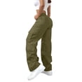 thumbnail image 4 of Pantalones Cargo Mujer Pierna Ancha Elástico Talle Alto Ligero Pantalones De Senderismo Casual Holgado Moda Ropa De Calle Y2k Trajes, 4 of 7