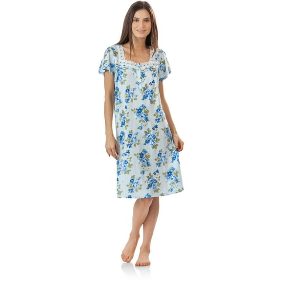 Casual Nights Women's Botanic Lace Short Sleeve Nightgown