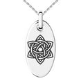 thumbnail image 1 of Stainless Steel Celtic Triquetra Eternity Star Knot Engraved Small Oval Charm Pendant Necklace, 1 of 1