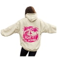 thumbnail image 4 of larppty Puff Graphic Oversized Hoodies for Women Teen Girls Kids Trendy Cute Preppy Sweatshirt Long Sleeve Y2K Tops with Pockets Beige, M, 4 of 6