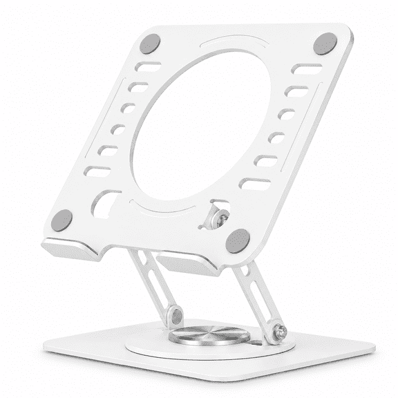 Adjustable Swivel Laptop Stand for Desk, 360° Height & Tilt, Vented Steel, Fits up to 16 Inch, White