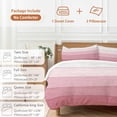 thumbnail image 6 of 3 Piece Pink Ombre Duvet Cover Set Queen Size, Microfiber Comforter/Quilt Cover with Corner Ties and 2 Pillowcases, Farmhouse Vintage Wooden Striped All Season Soft Bedding with Zipper Closure, 6 of 8