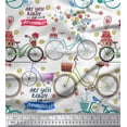 thumbnail image 1 of Soimoi Velvet Fabric Text,Floral & Bicycle Transport Print Fabric by The Yard 58 Inch Wide, 1 of 1