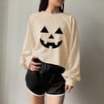 thumbnail image 4 of Elvqul Women's Loose Fit Long Sleeve Sweatshirt Crew Neck Jack-O-Lantern Pumpkin Relaxed Athletic Sporty Active, 4 of 6