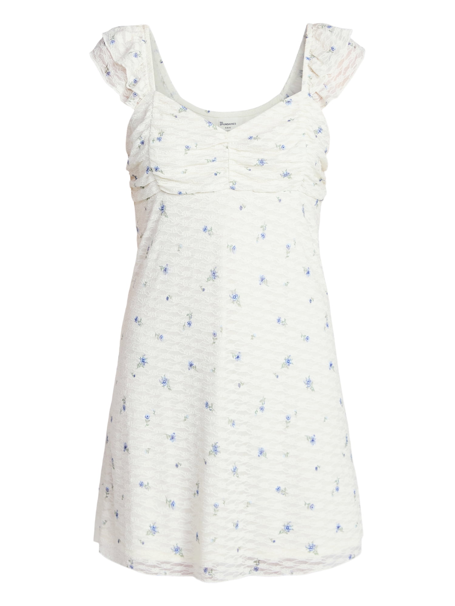 No Boundaries Double Ruffle Ruched Mini Dress, Women's XXS-XXL