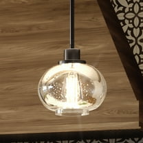 Luxury Utilitarian Indoor Pendant, 7.50''H x 8.00''W, with Coastal Style Elements, Nautical Design, Black Bronze Finish and Clear Seeded Glass, UQL3321