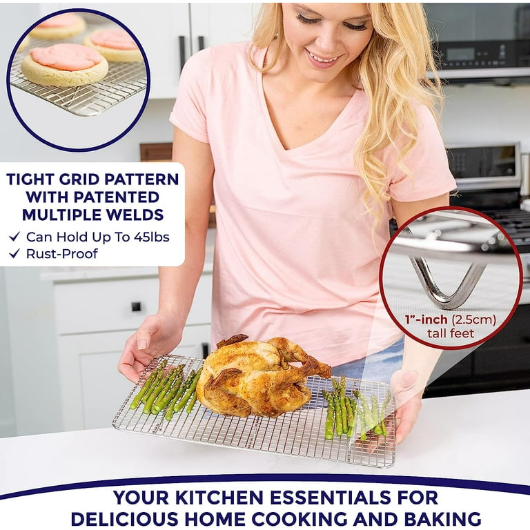 Kitchenatics Quarter Sheet Baking Pan with Rack for Roasting and Baking