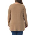 thumbnail image 3 of Agnes Orinda Women's Plus Size T-Shirt Pleated Crew Neck Long Sleeve Soft Casual Tunic Blouse 3X Camel, 3 of 5