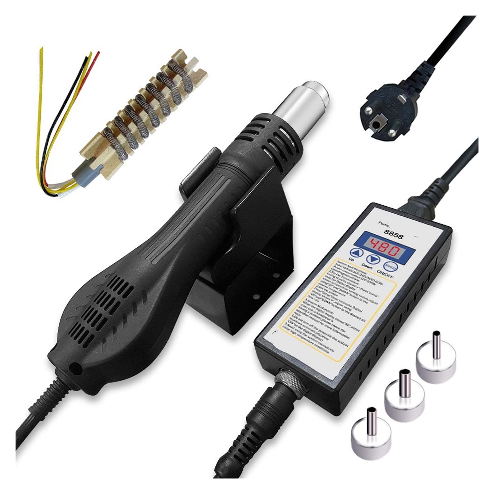 Hot air gun 8858 Micro Rework soldering station LED Digital Hair dryer for soldering 650W Heat Gun welding repair tools Heat Gun ,Variable Temperature