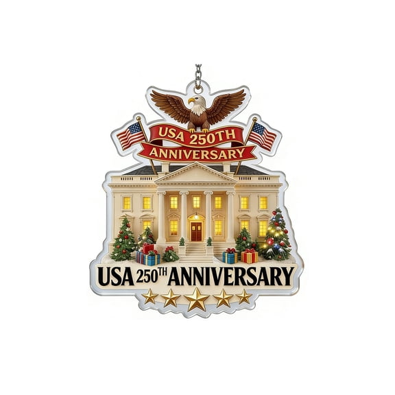 BSJJY US 250th Anniversary Ornament, 250th Anniversary USA Ornament, USA 250th Anniversary Ornaments 2D Acrylic Patriot Memorial Ornament, for Independence Day Hanging Ornaments(A)