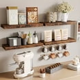 thumbnail image 2 of Set of 4 Floating Wall Shelves, 15.8-Inch Brown Wall Mounted Shelves with Hidden Brackets, Rustic Storage and Display Shelves for Bathroom, Bedroom, Living Room, Kitchen and Office, 2 of 7